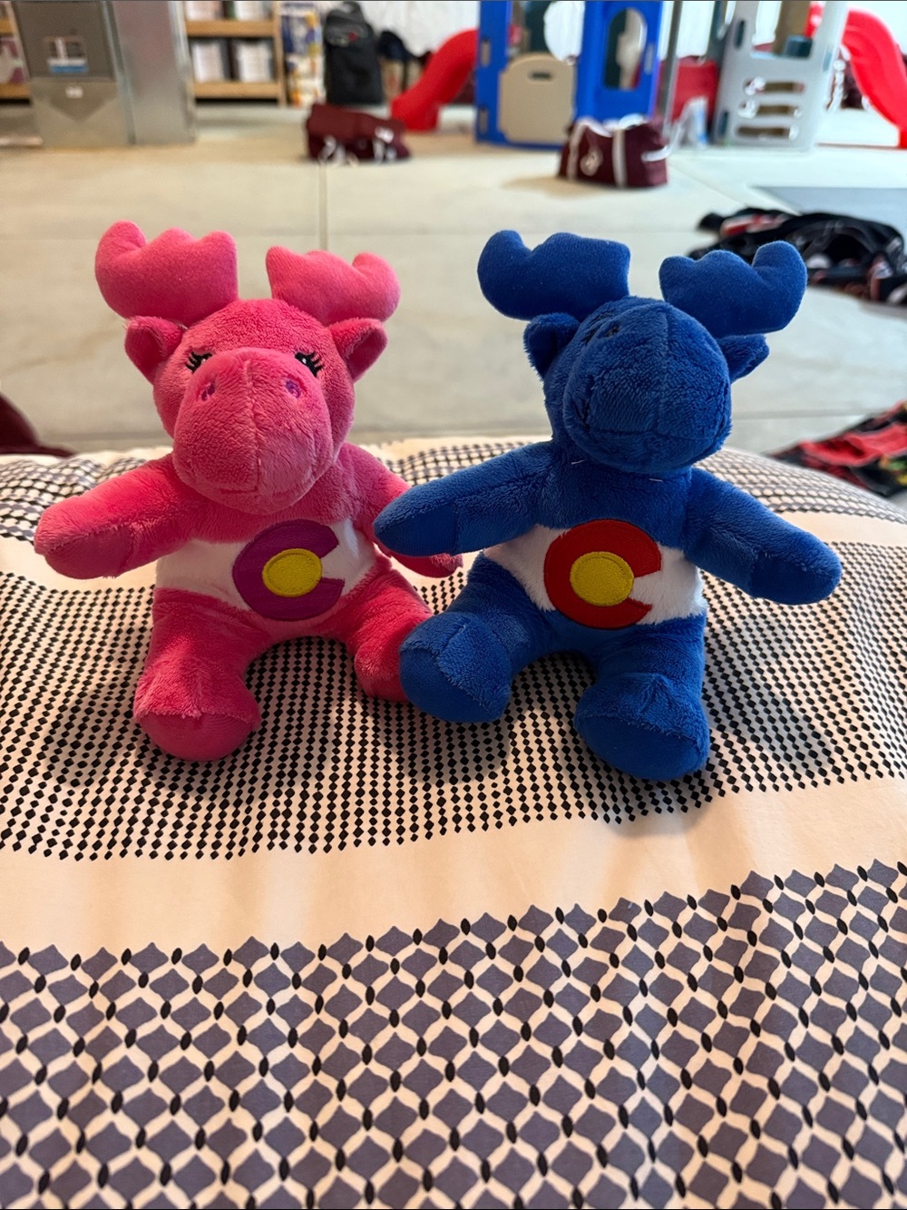 Colorado Plush Moose Stuffed Animals- Pink and Blue Bundle